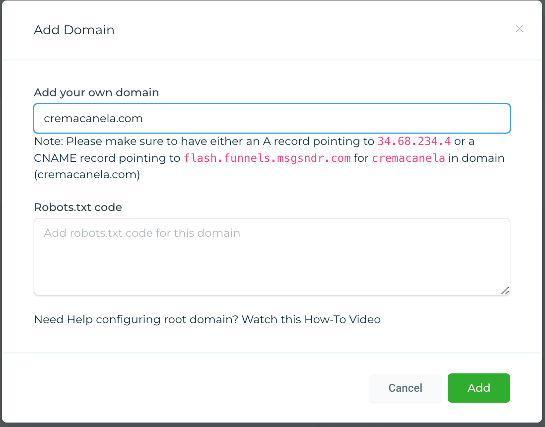 Adding A Go High Level Root Domain