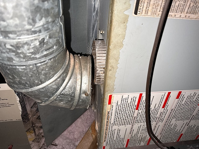 gas combustion vent that has disconnected from the HVAC furnace