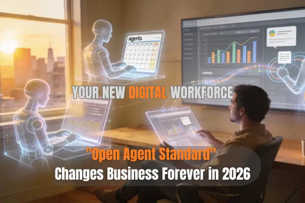 AI robots gathered around a person working online AI robots gathered around a person working online