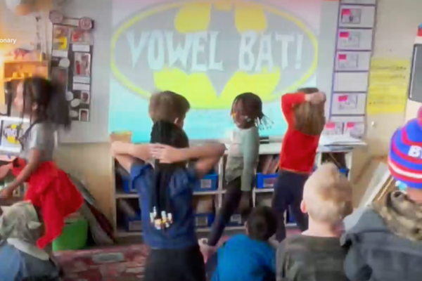 students dance to a class song