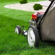 Freshly mowed lawn with striping pattern