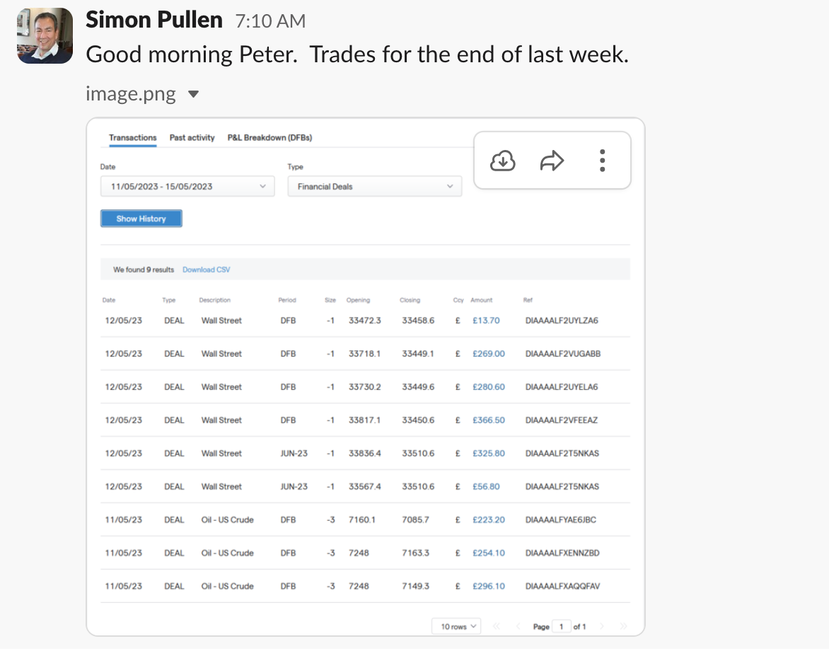Screenshor of Simons Recent Trades Screenshor of Simons Recent Trades