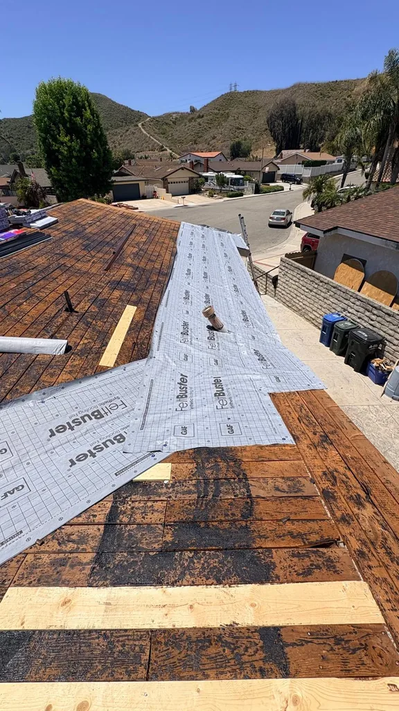 Roofers working