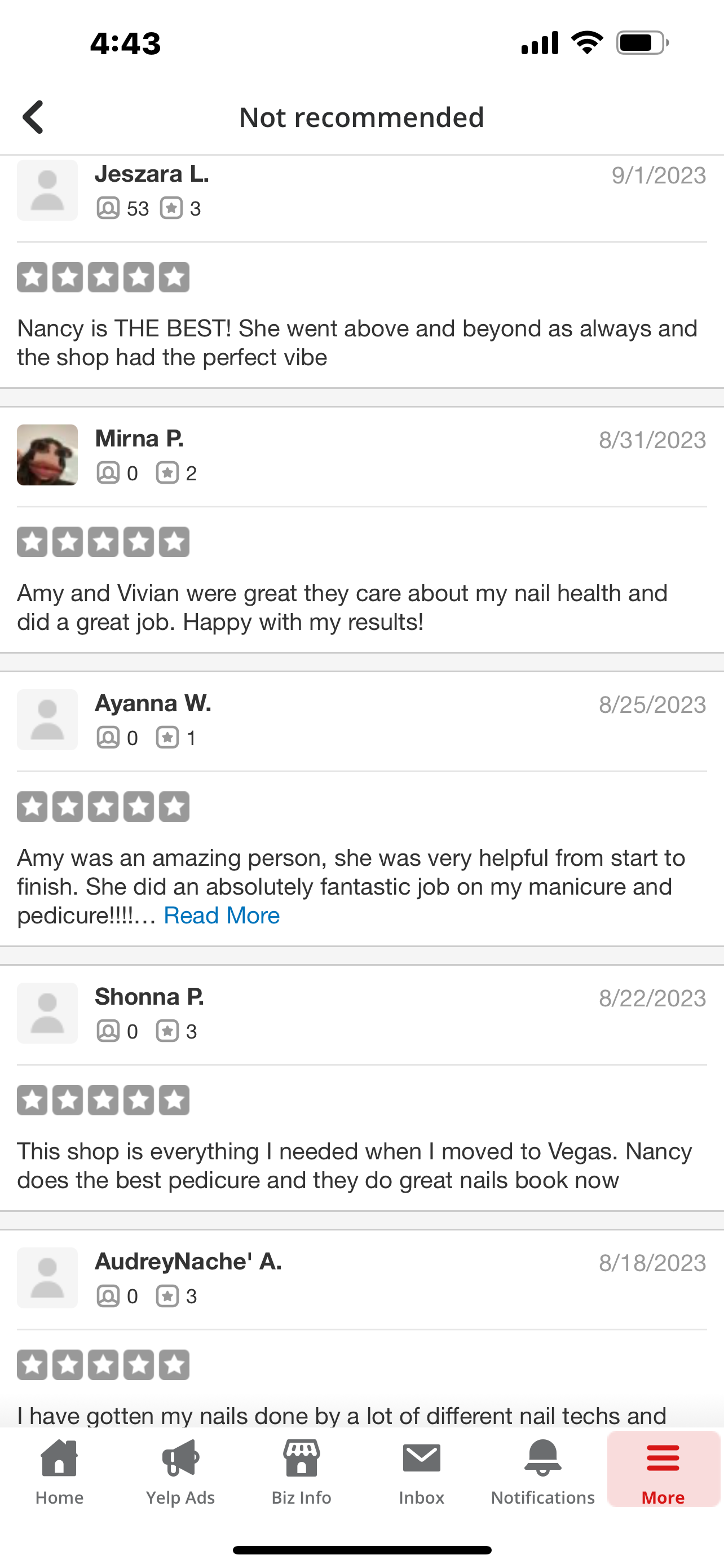 Customer feedback about NAB Nail Bar in Las Vegas, emphasizing professional service and stunning nail designs. Customer feedback about NAB Nail Bar in Las Vegas, emphasizing professional service and stunning nail designs.