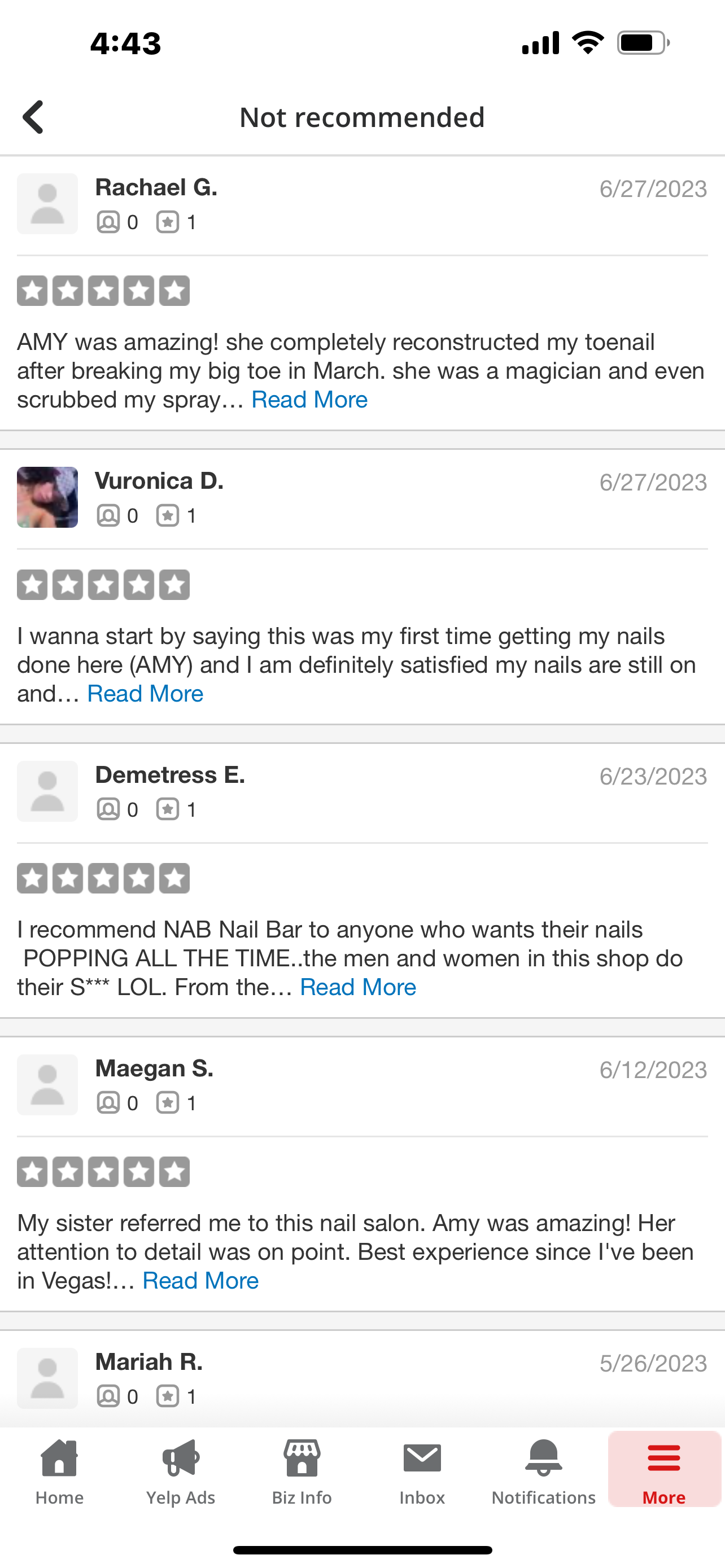 Authentic Yelp review from a satisfied customer at NAB Nail Bar, highlighting excellent nail and lash services. Authentic Yelp review from a satisfied customer at NAB Nail Bar, highlighting excellent nail and lash services.
