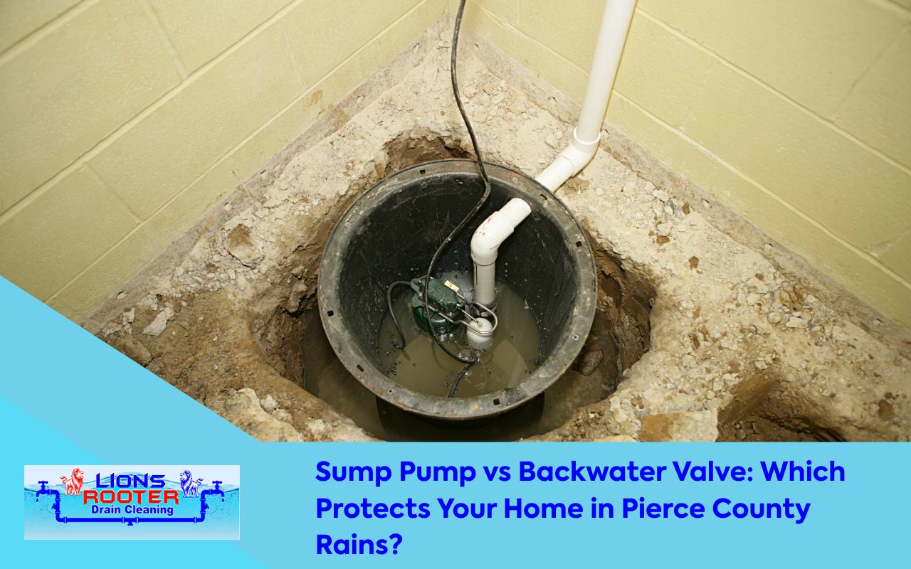 Technician installing a sump pump during Pierce County home waterproofing project