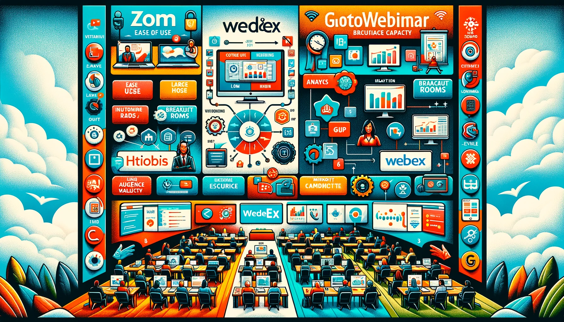 Here are the images that visually compare popular webinar platforms, highlighting their unique features and functionalities.