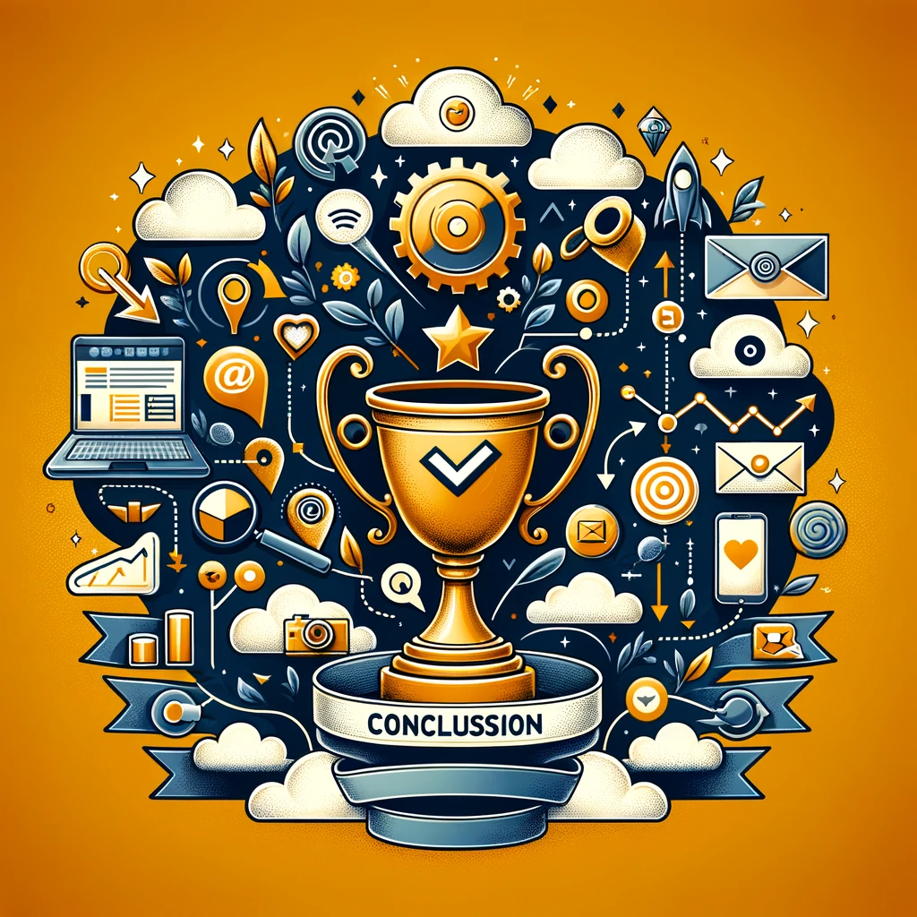 Image that represents the success using GoHighLevel with a trophy as the center piece