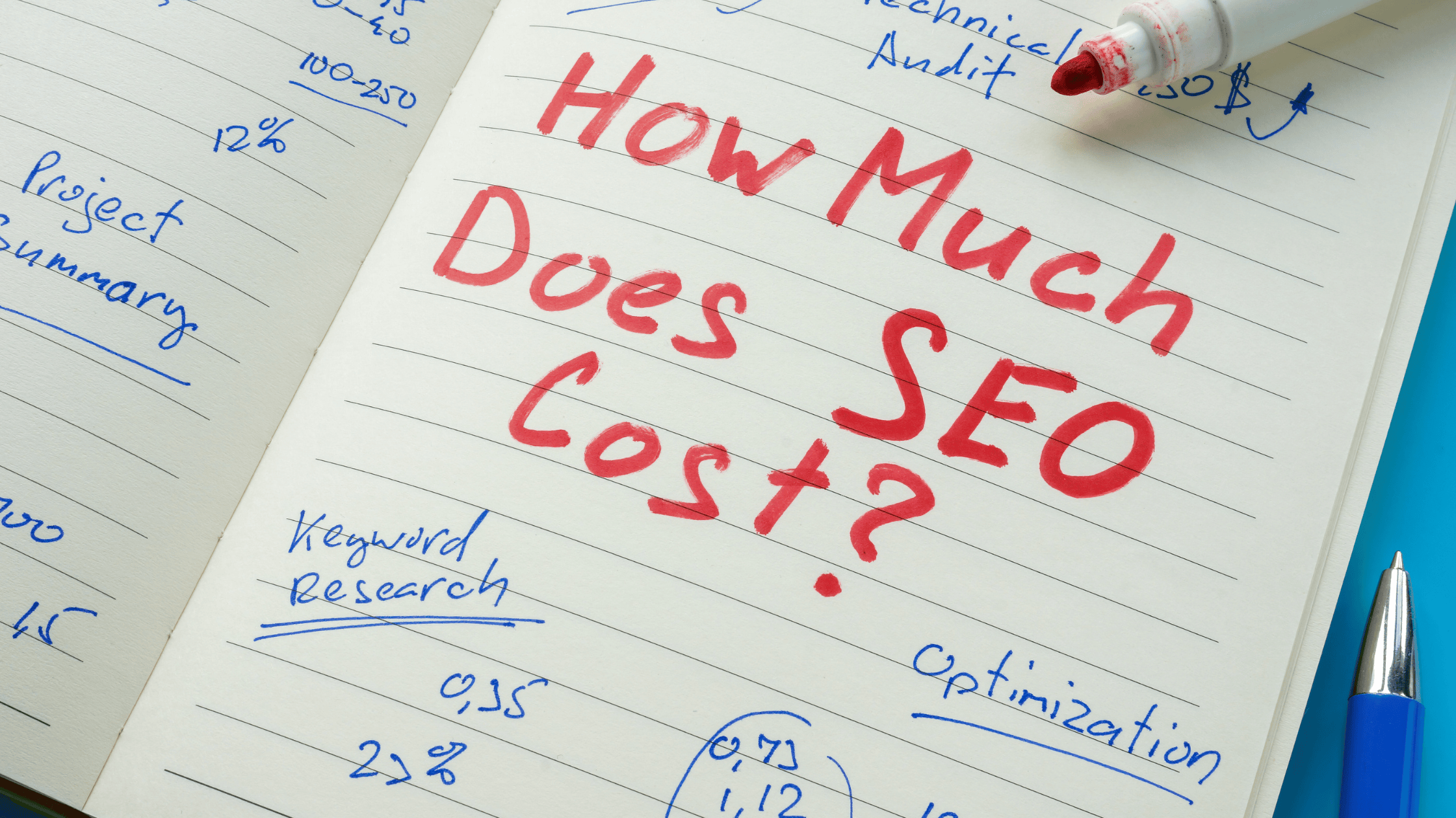 Paper that says "How much does SEO cost?"