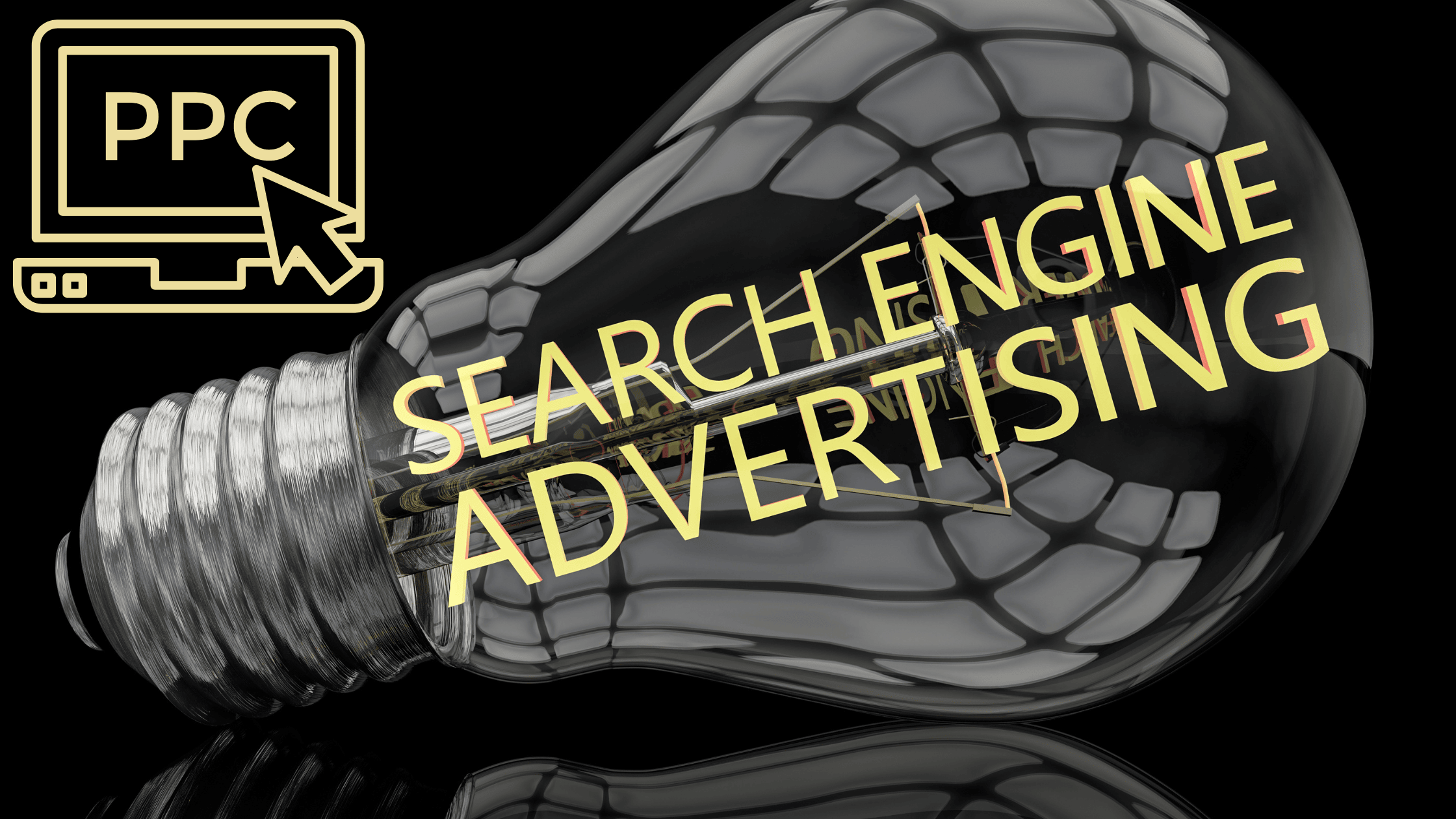 image thats says PPC & Search engine advertising in a lingt bulb