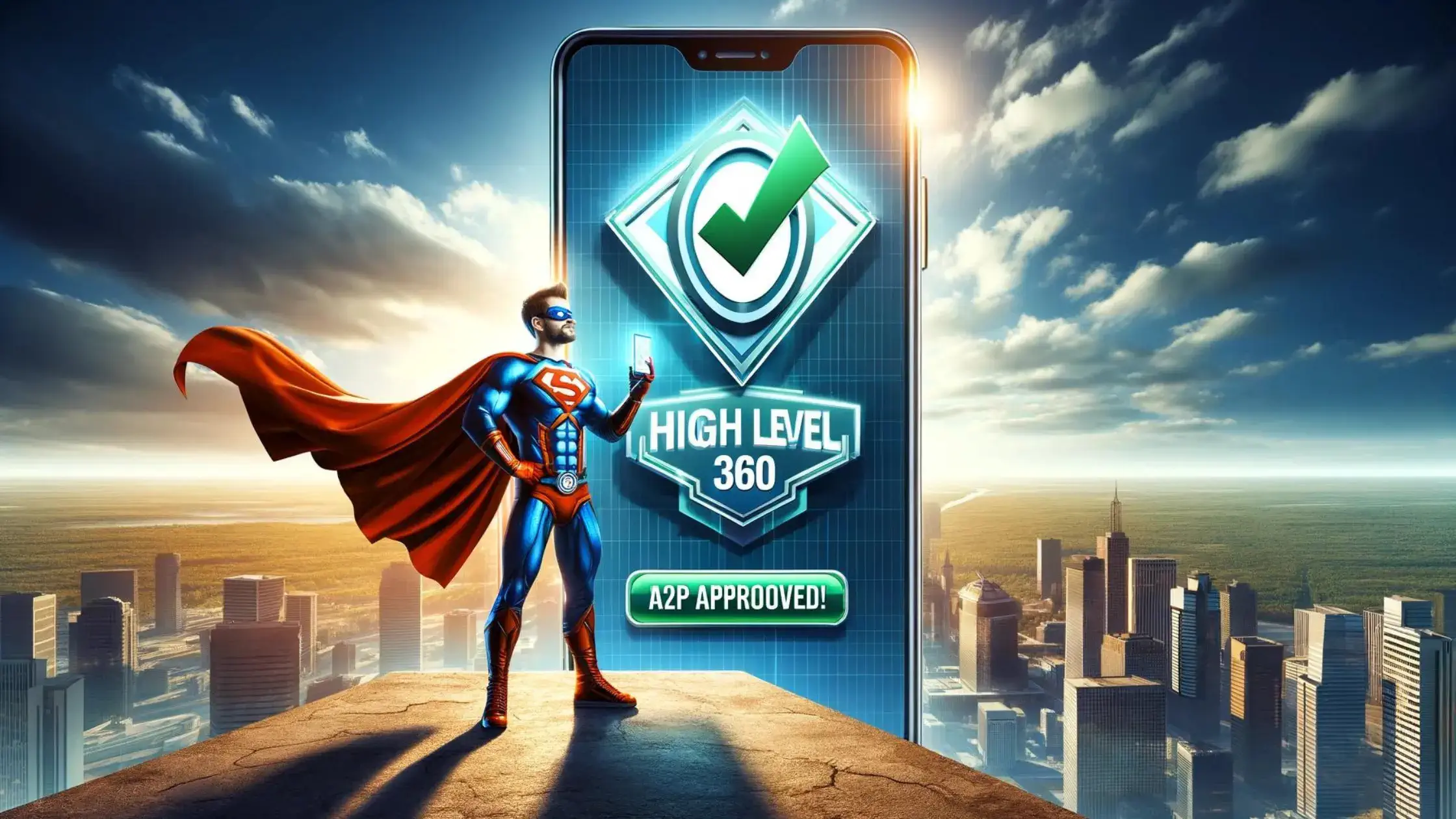 Image of a super hero with a green check mark to represent aproval