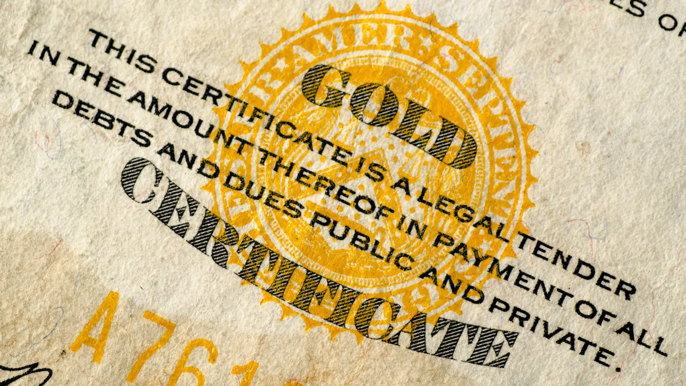 Gold certificate of legal tender