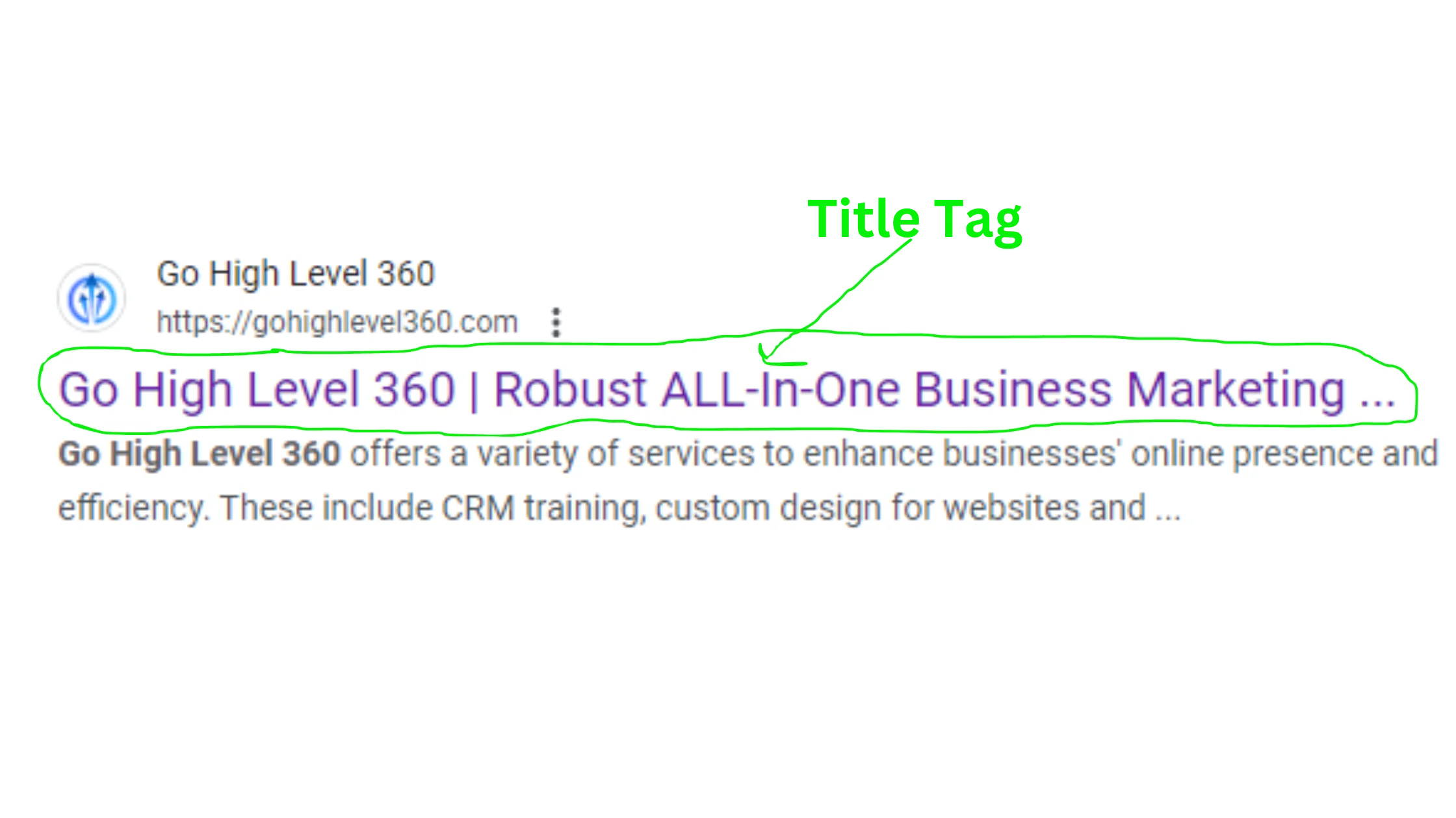 Screenshot of a title tag in Google search results