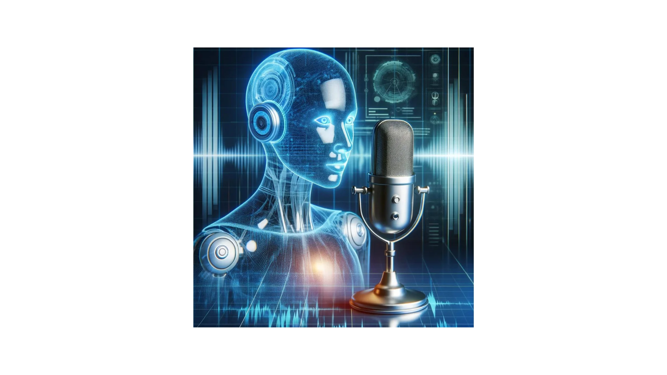 Image of AI Bot speaking into a microphone