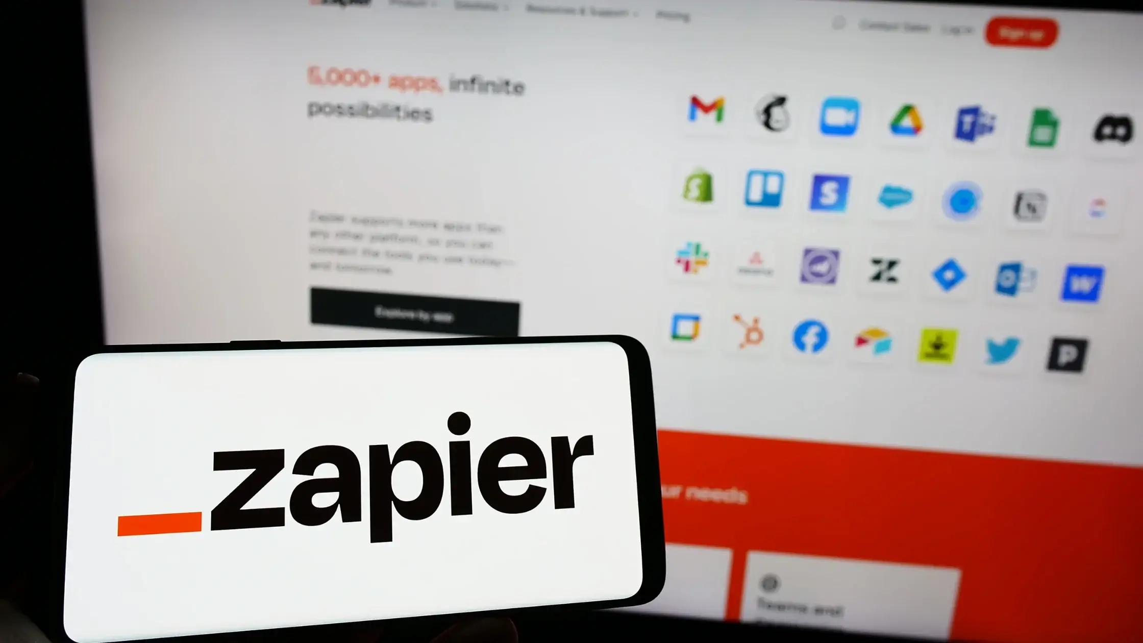 Zapier screen shot of their website