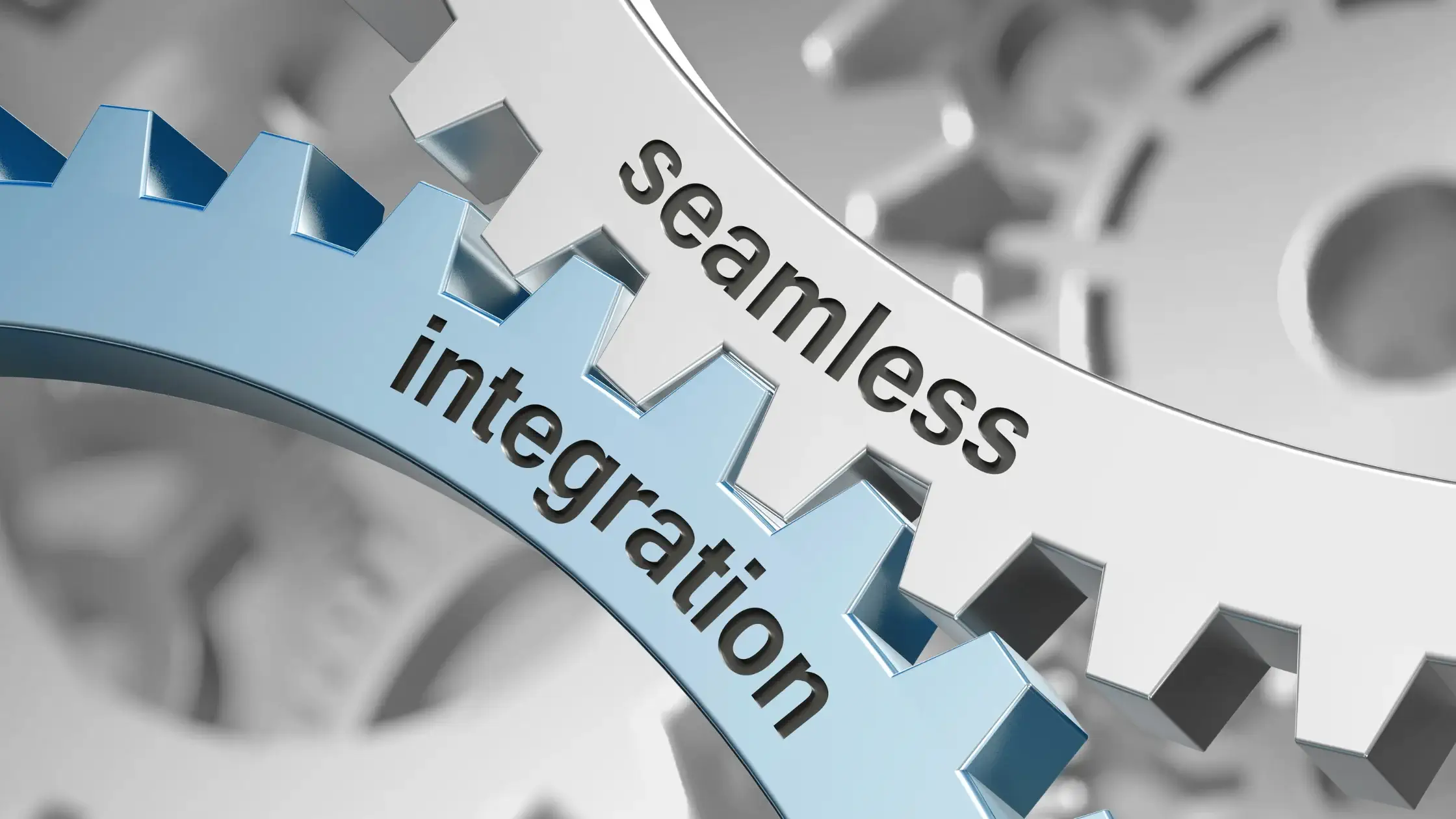 two Gears working together one says seamless and the other says integration