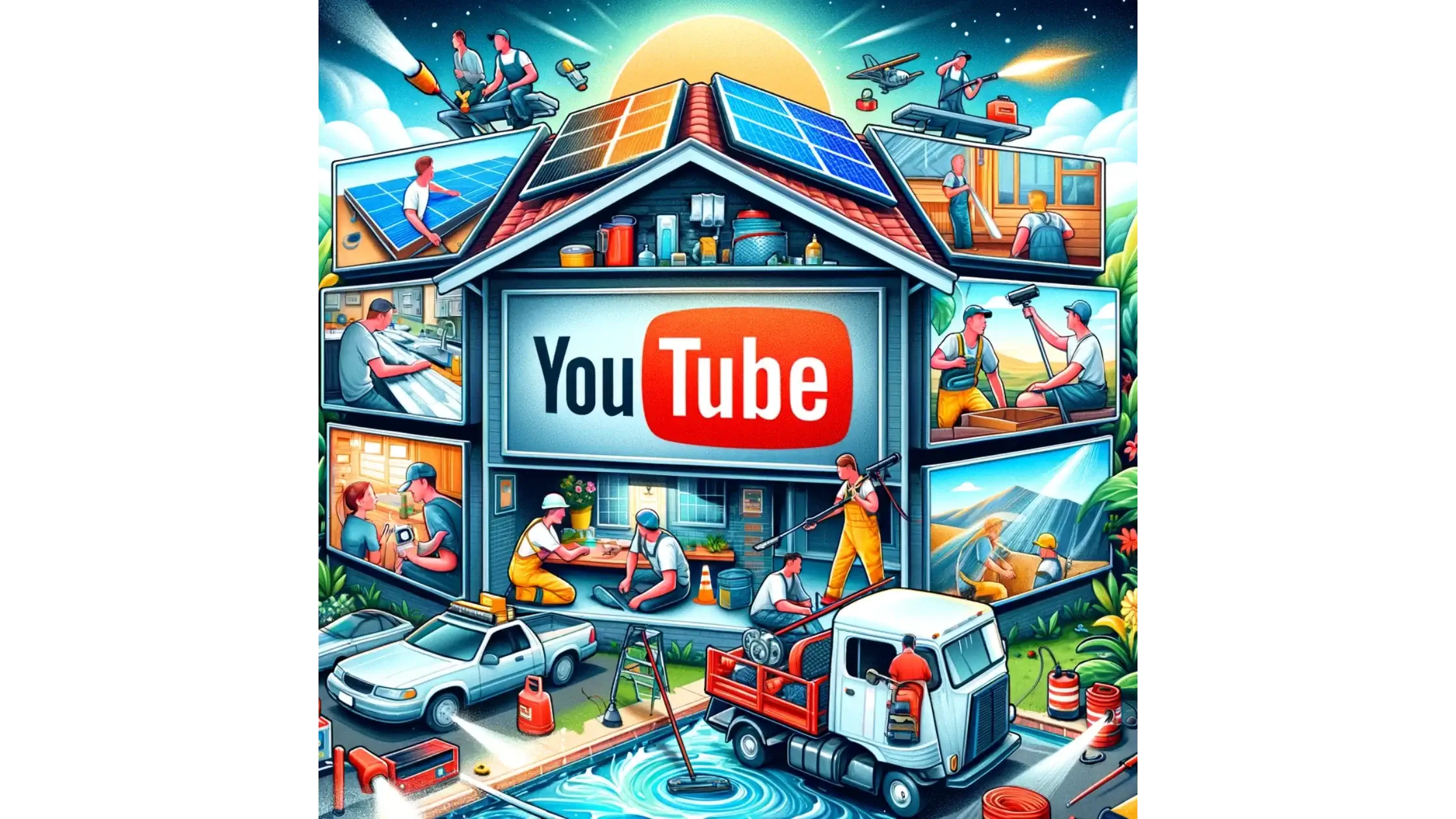 YouTube infographic image of a home built by YouTube with device screens as the walls 