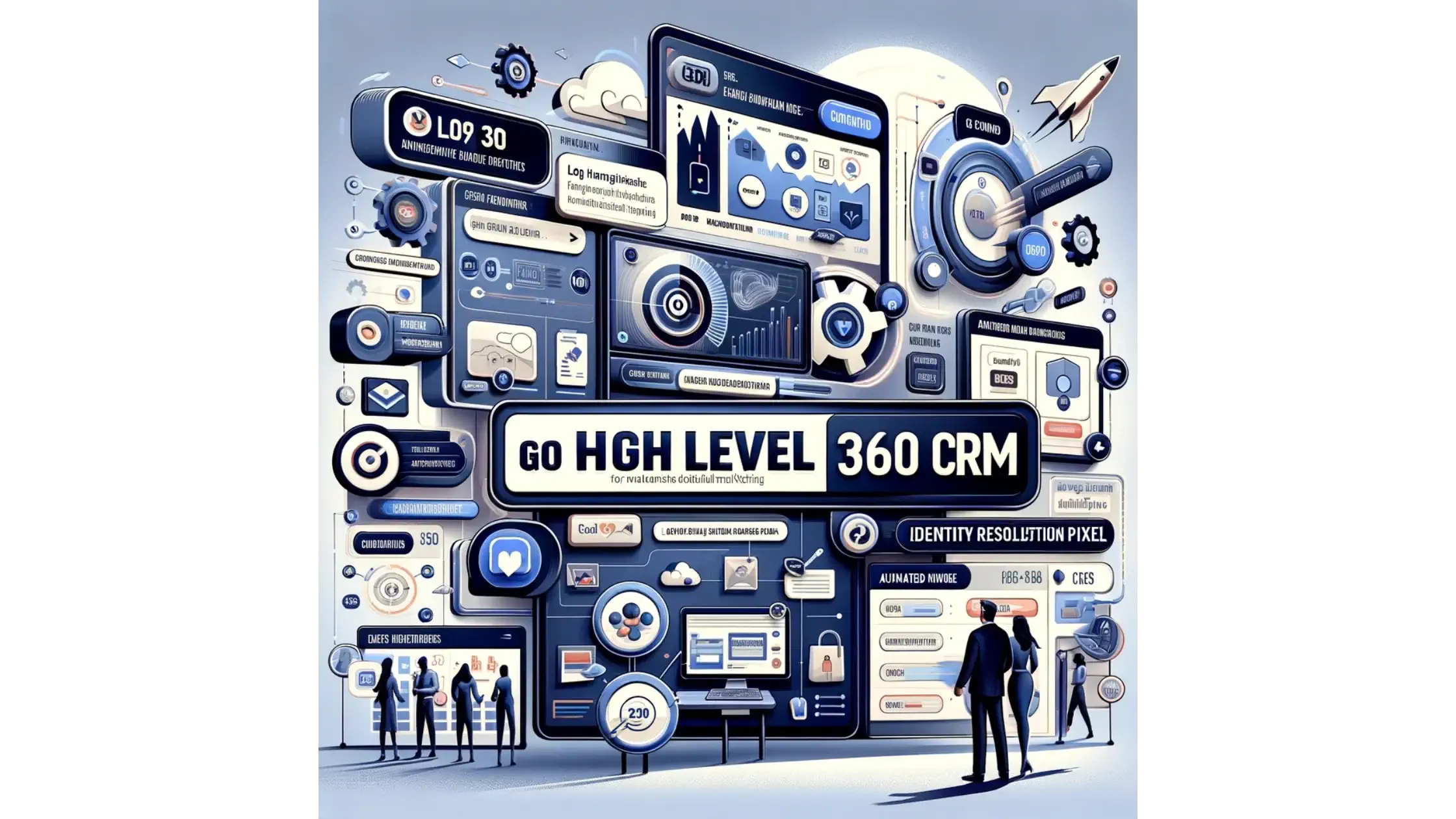 Go High Level 360 Infographic illustrating all the valued features of the CRM