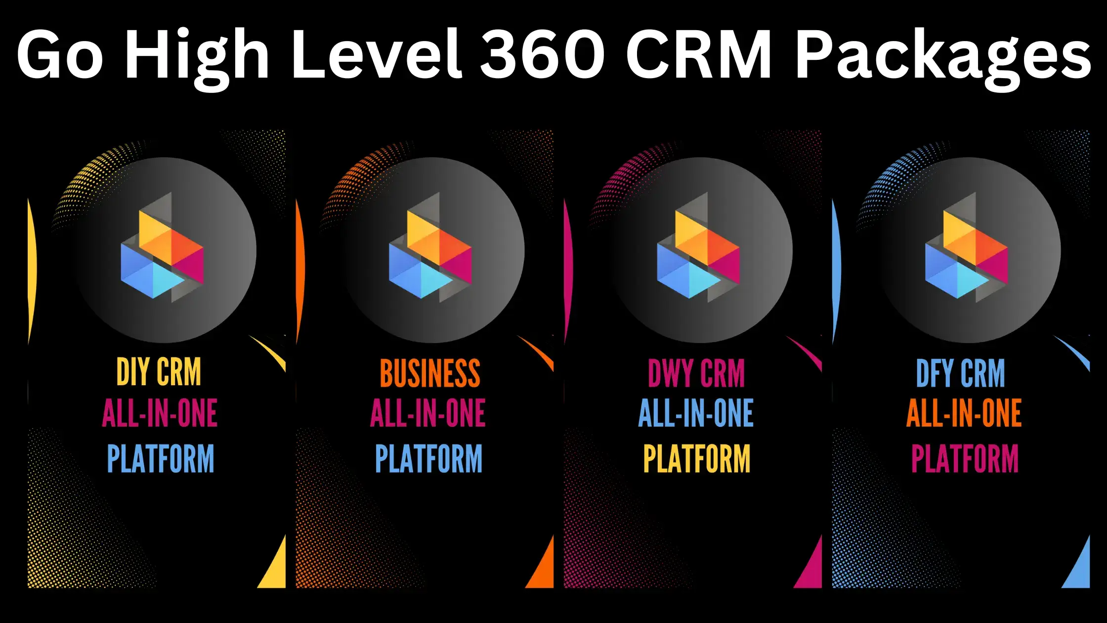 Image of Go High Level 360 CRM packages lines up side by side