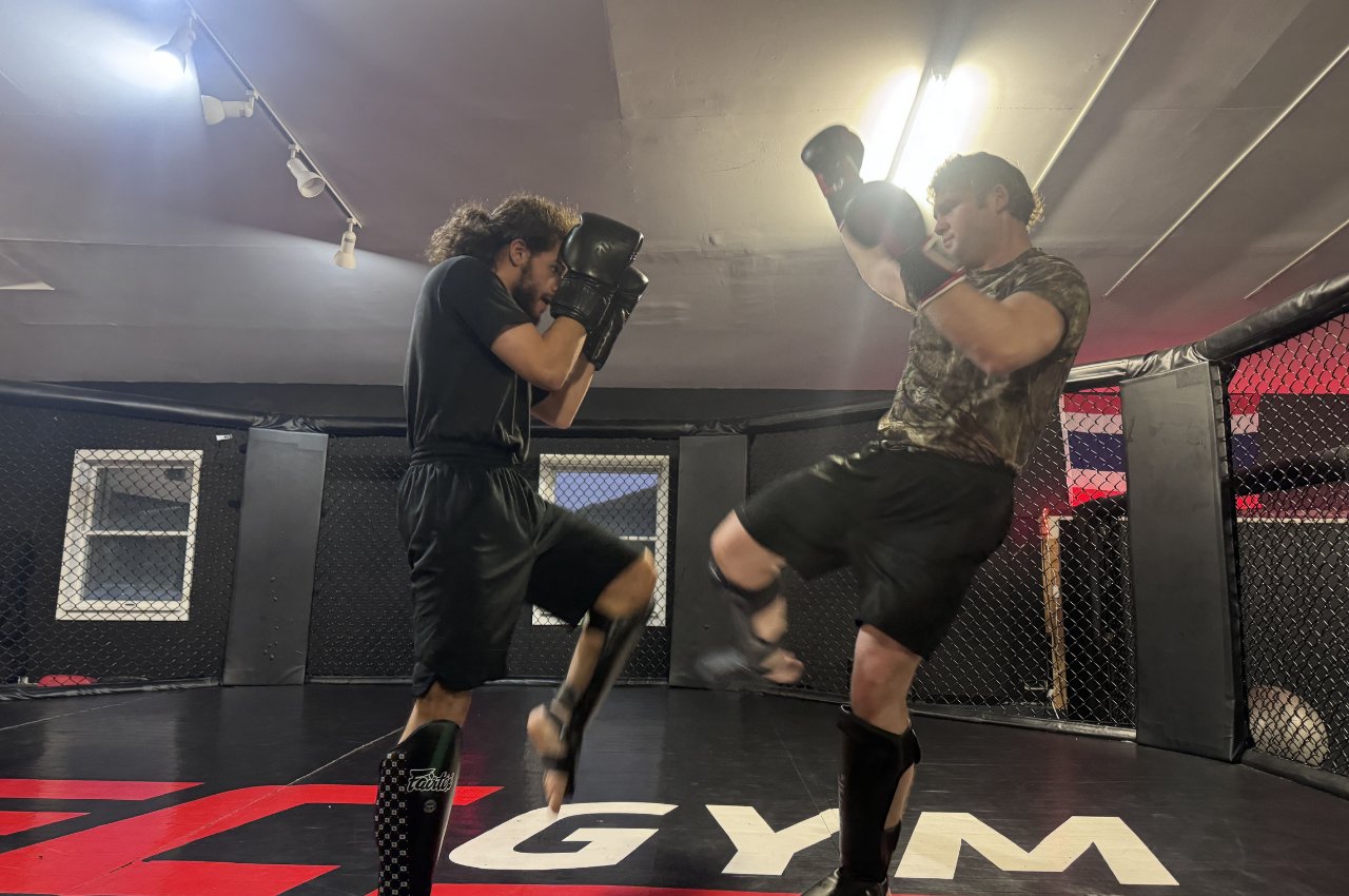 Martial arts instructor with kids