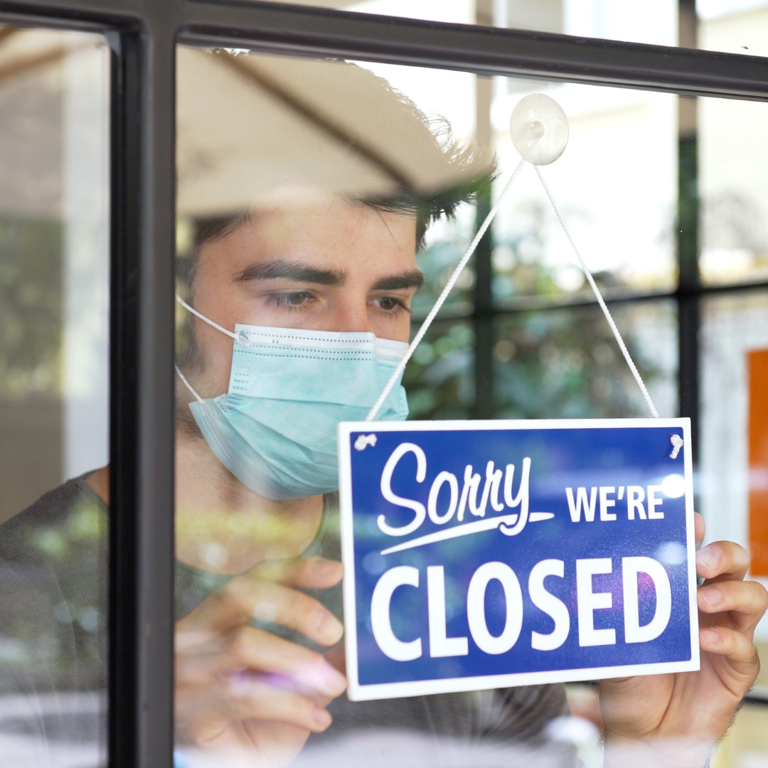 Small Business Closed Sign with COVID Mask