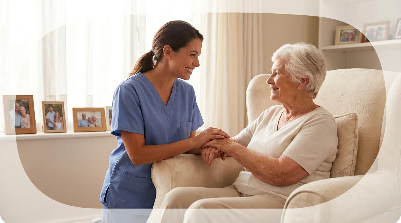 Infirmière prenant soin d'une personne âgée à domicile