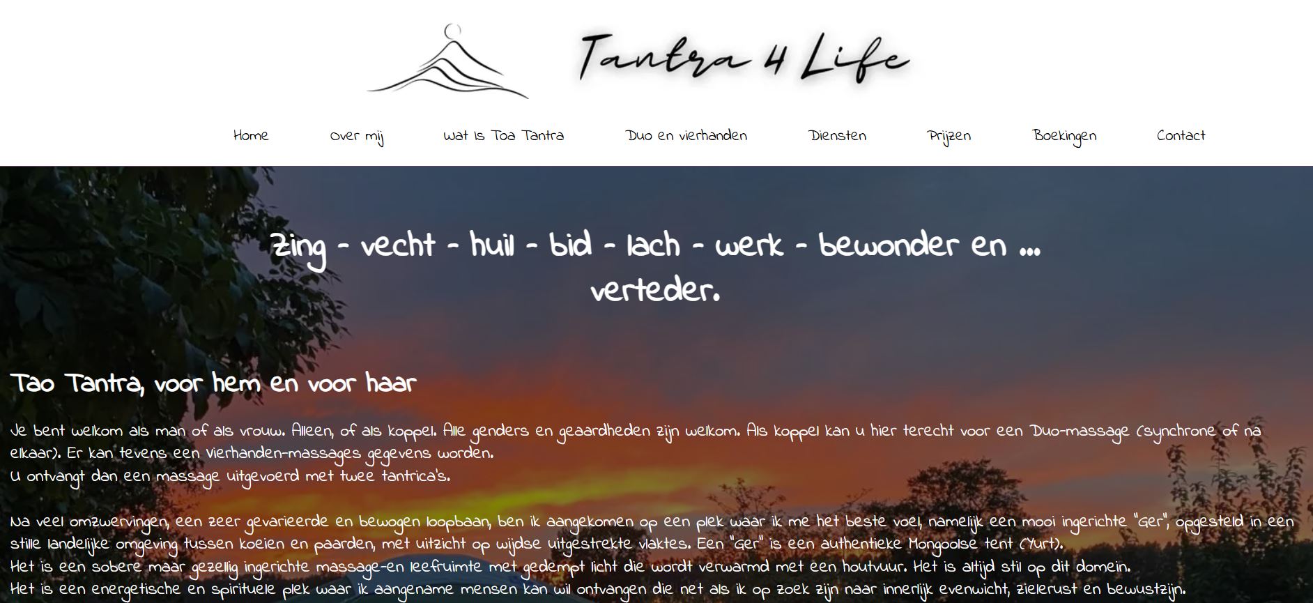 Tantra4Life homepage screenshot