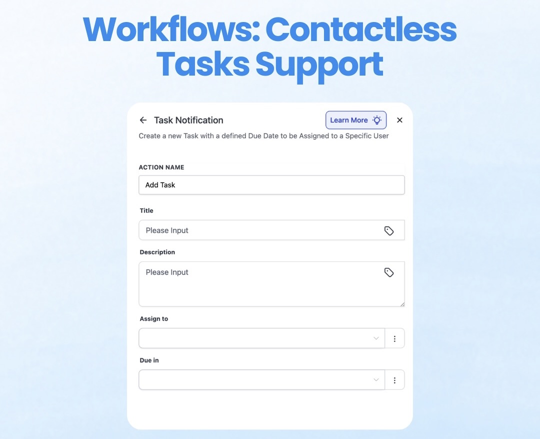 Workflows: Contactless Tasks Support 