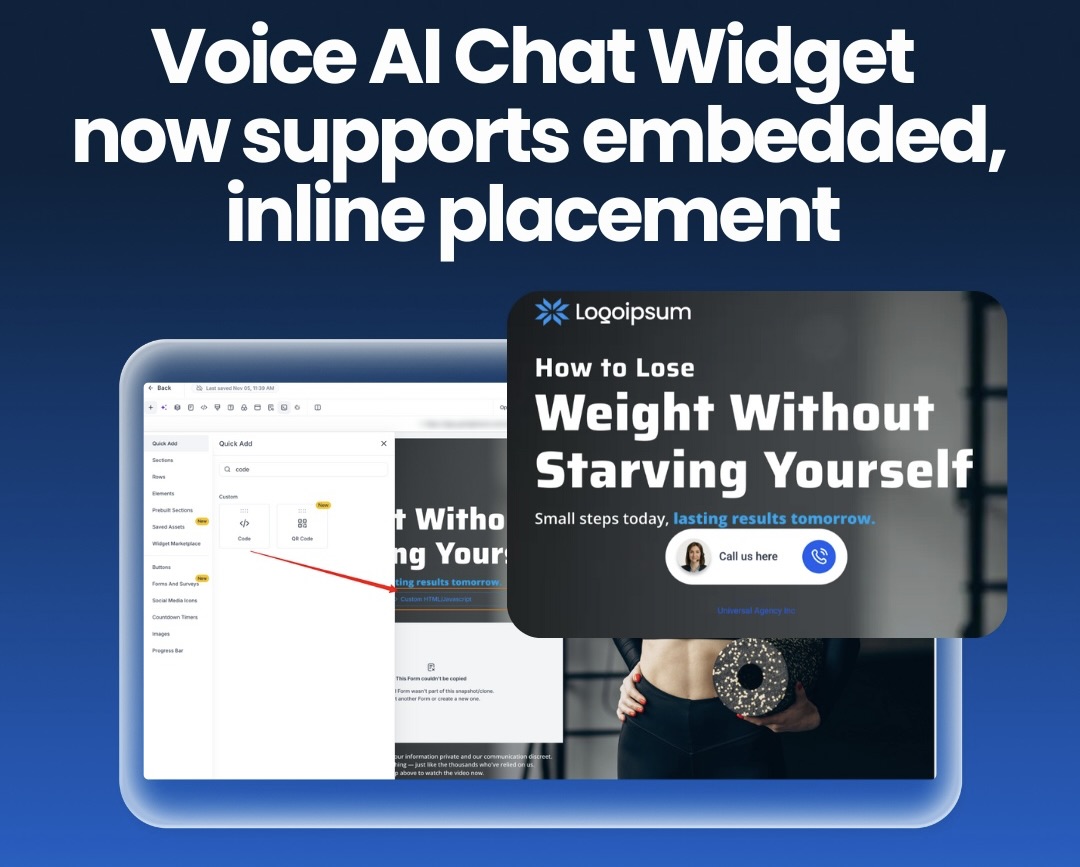 Voice AI Chat Widget Now Supports Embedded, Inline Placements