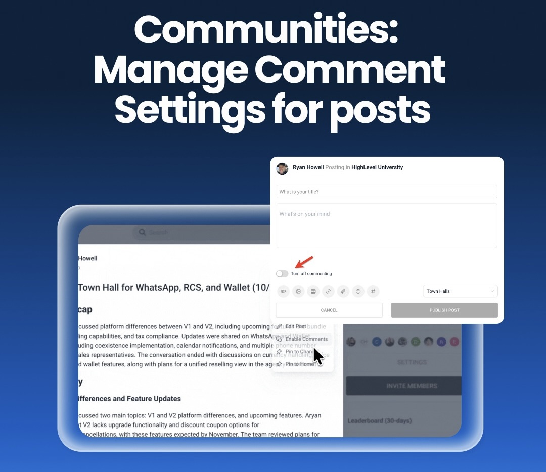 Communities: Manage Comment Settings for Posts Communities: Manage Comment Settings for Posts