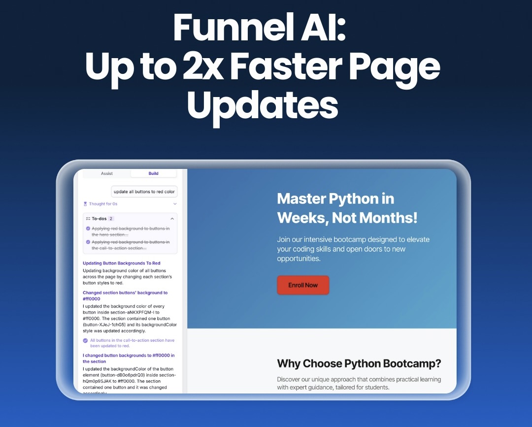 Funnel AI: Up to 2x Faster Page Updates