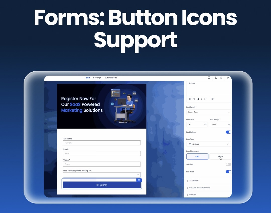 Forms: Button Icon Support Forms: Button Icon Support