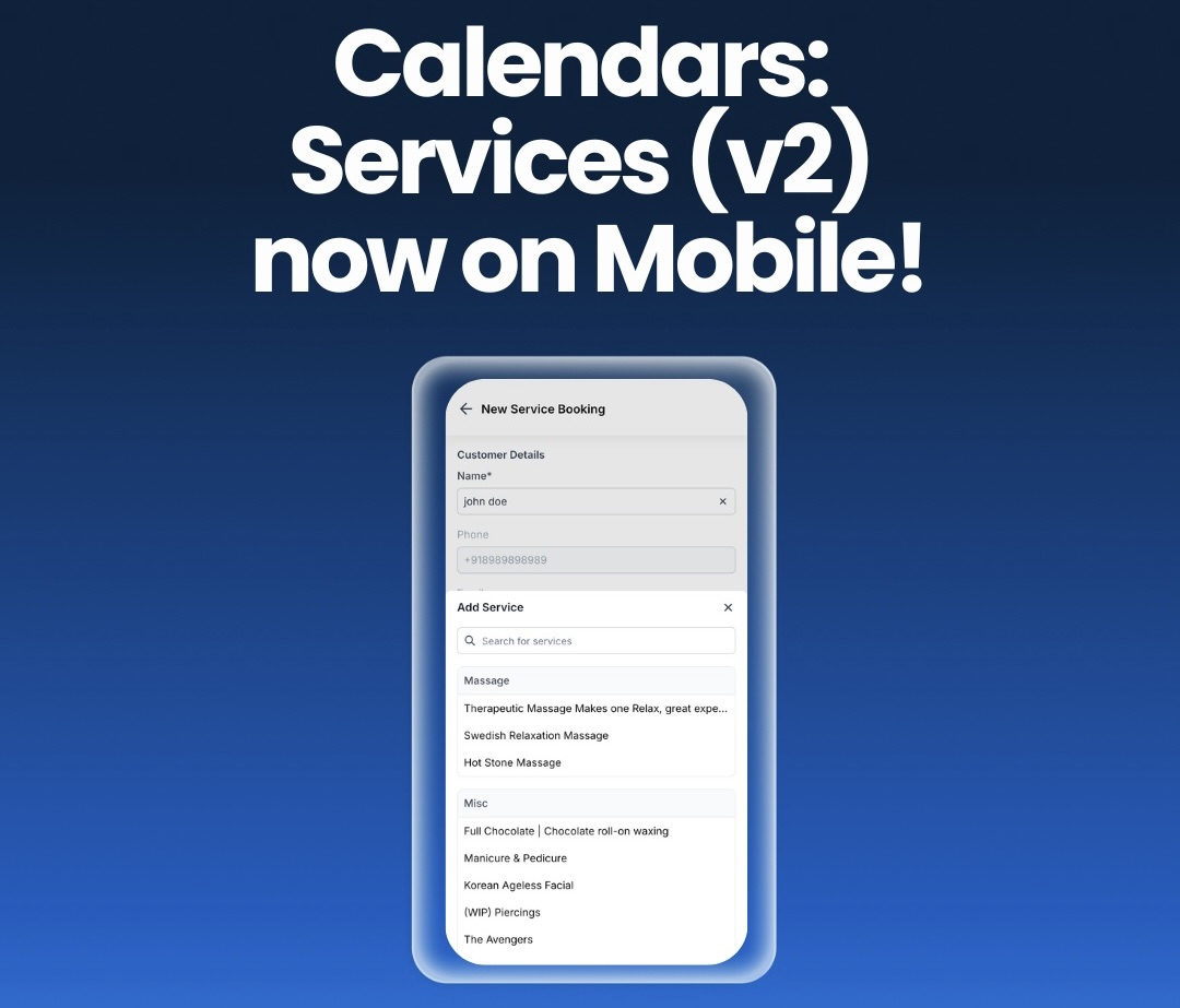 Calendars: Services (V2) Now On Mobile! Calendars: Services (V2) Now On Mobile!