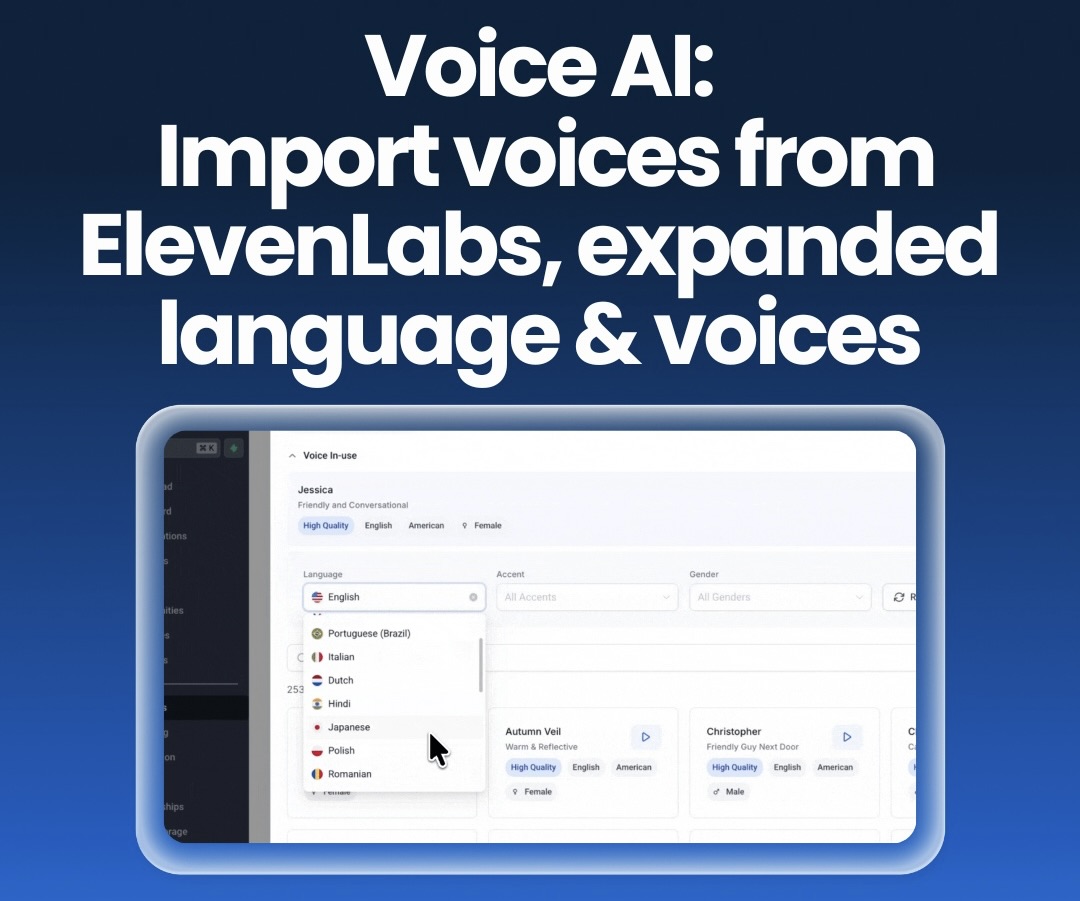 Voice AI: Import Voices from ElevenLabs, Expanded Language & Voices Voice AI: Import Voices from ElevenLabs, Expanded Language & Voices