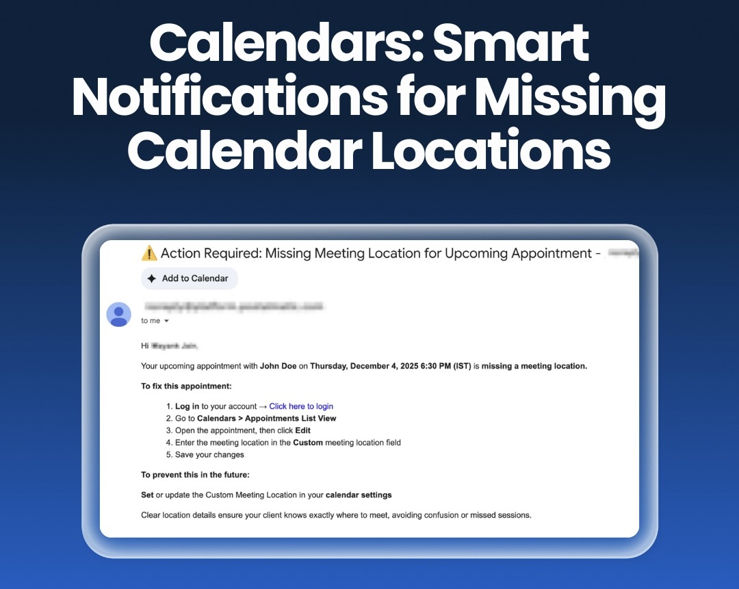 Calendars: Smart Notifications for Missing Calendar Locations Calendars: Smart Notifications for Missing Calendar Locations