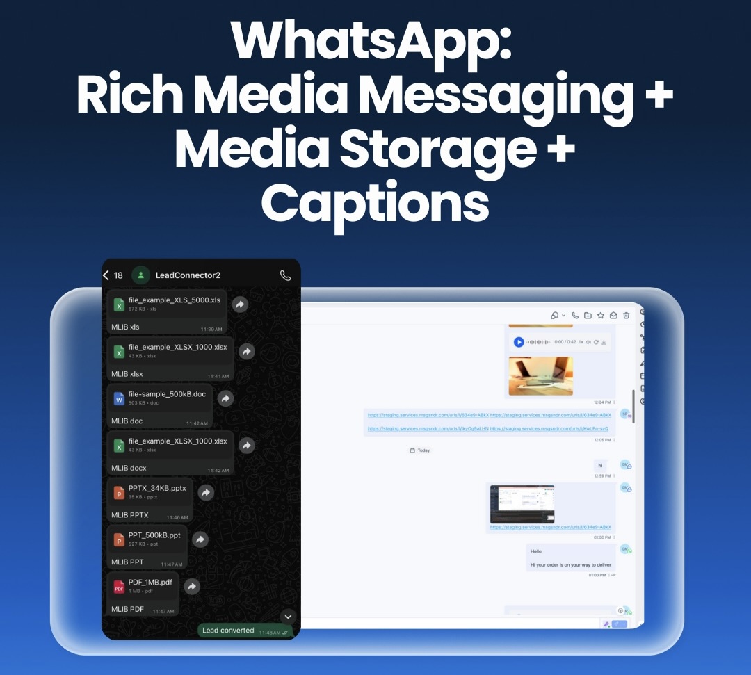 WhatsApp: Rich Media Messaging + Media Storage + Captions