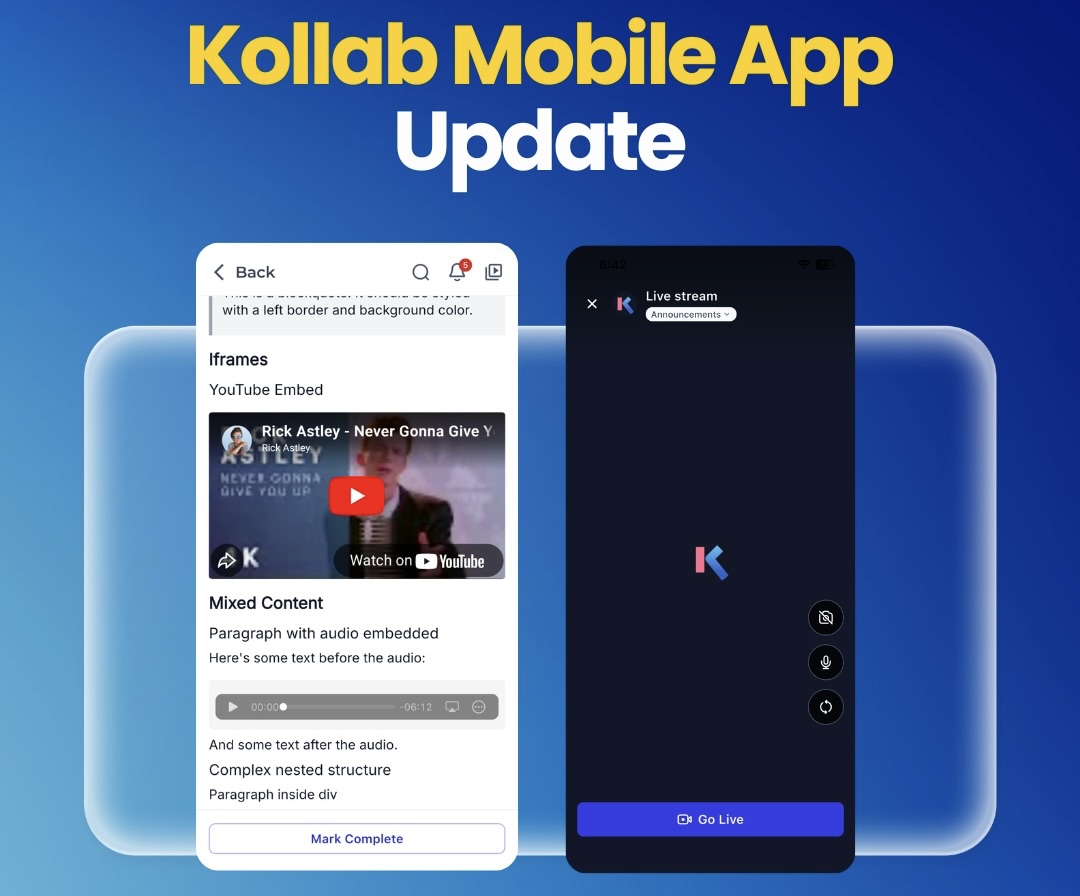 Kollab Mobile App Update Kollab Mobile App Update