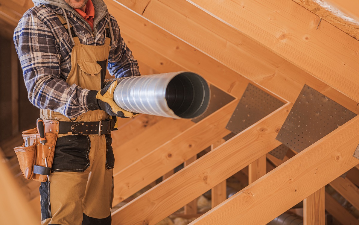 Air duct cleaning in attic