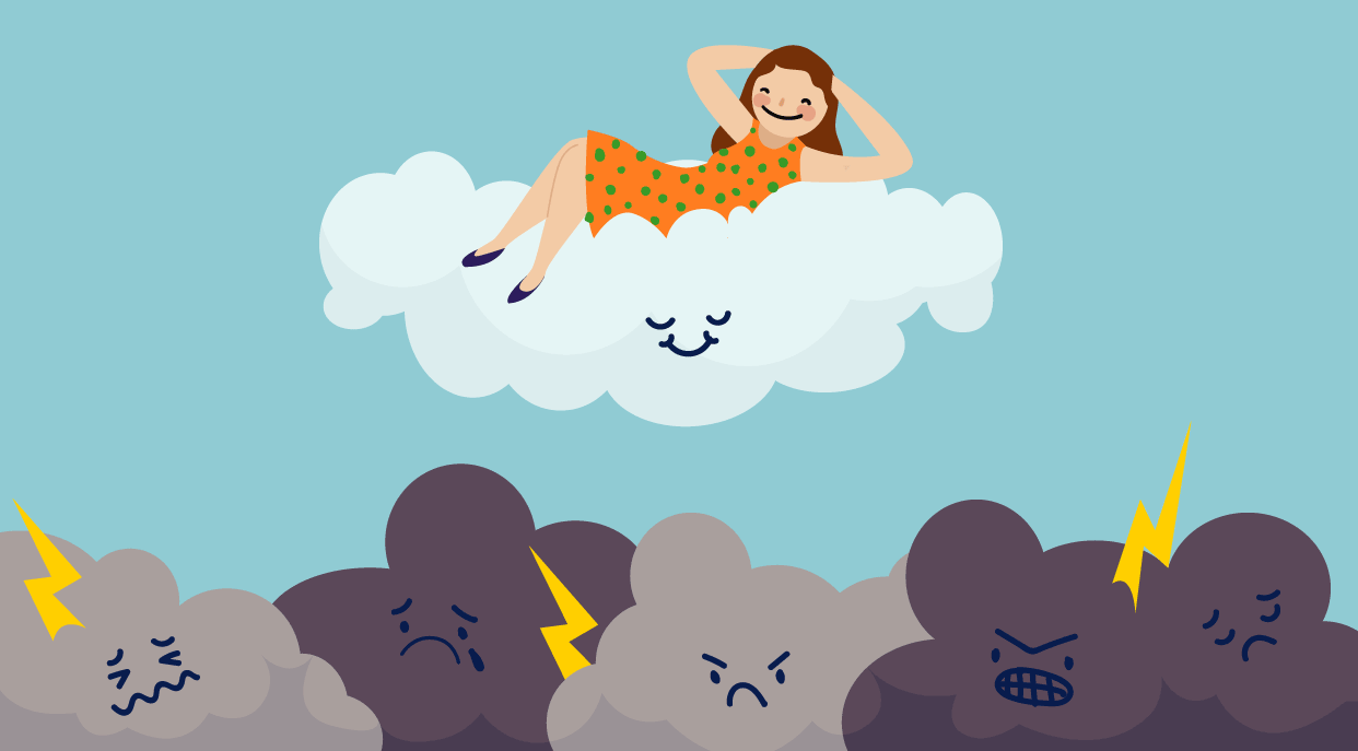 stress free lady on a cloud