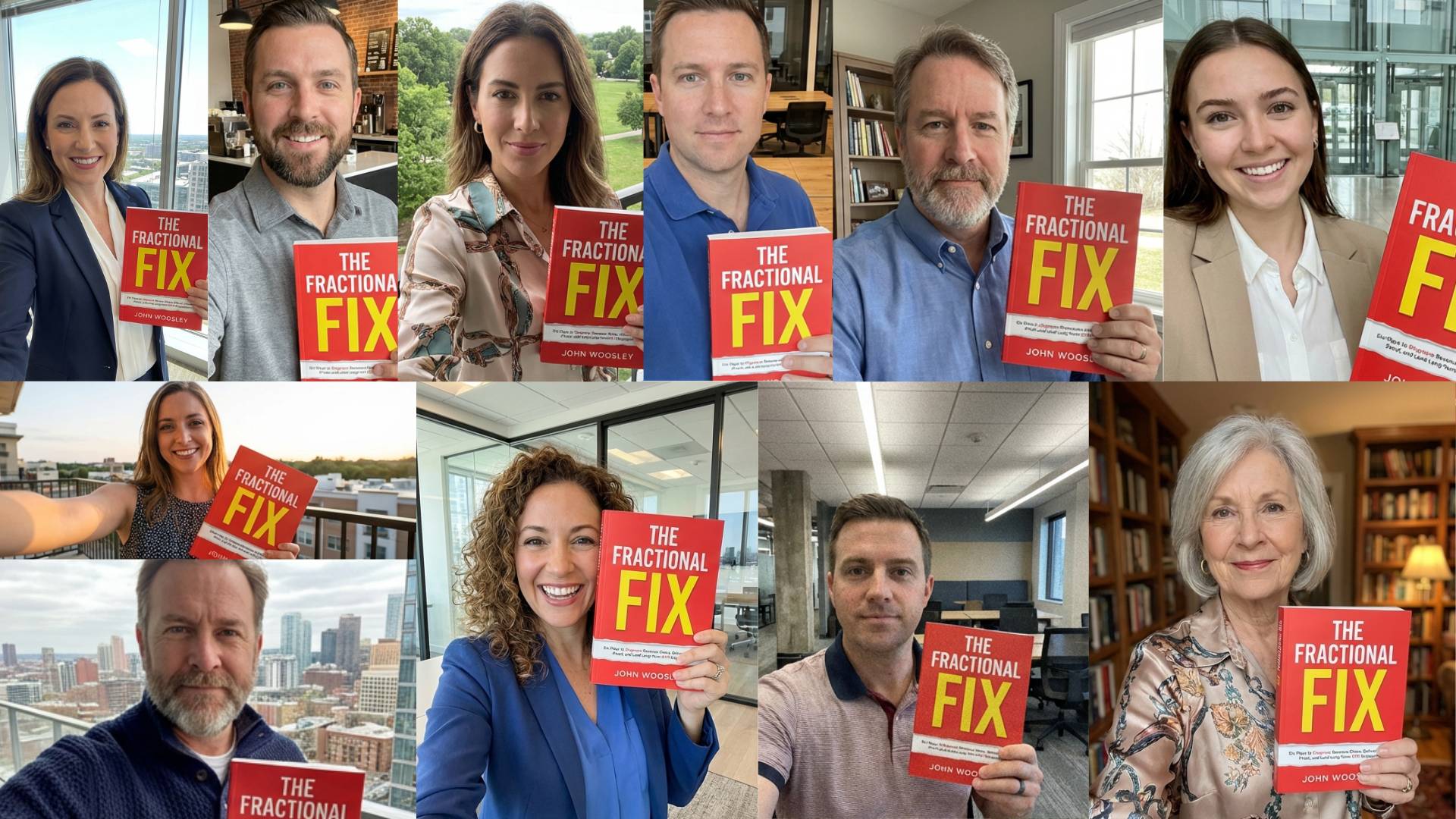 Fractional leaders holding The Fractional Fix book