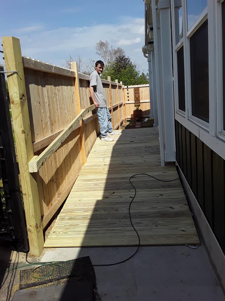 A newly installed handicap ramp