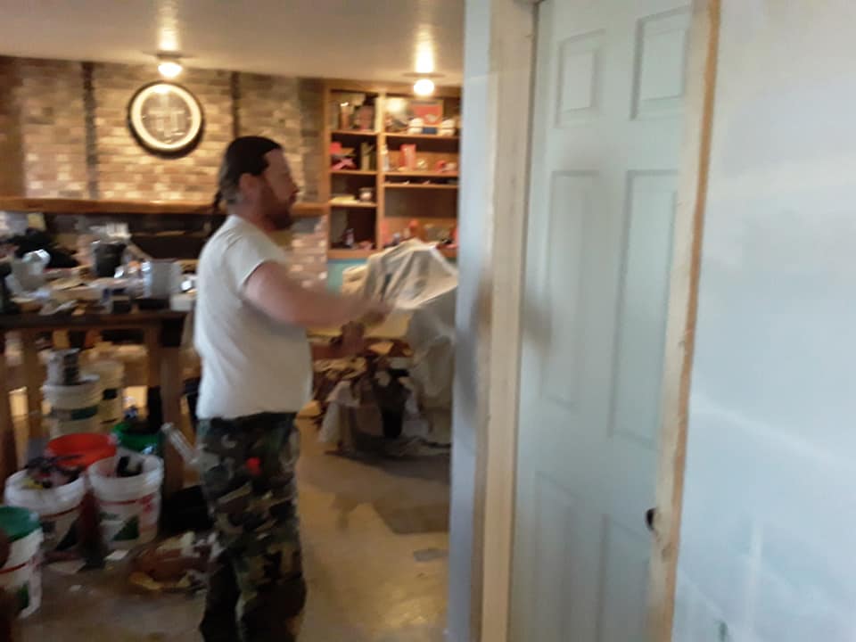 Scott hard at work making framing repairs