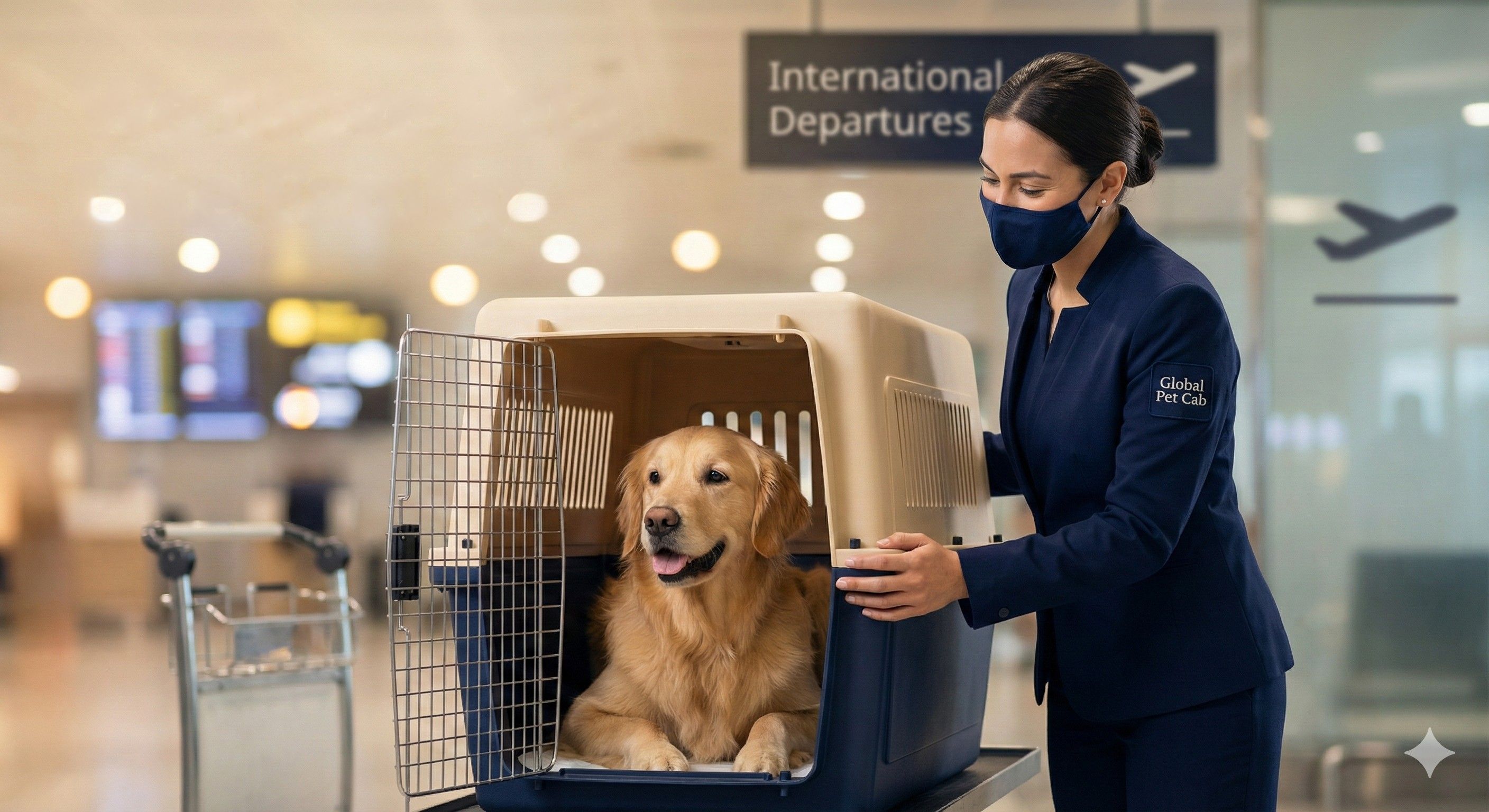 Global Pet Cab team handling pets at the airport