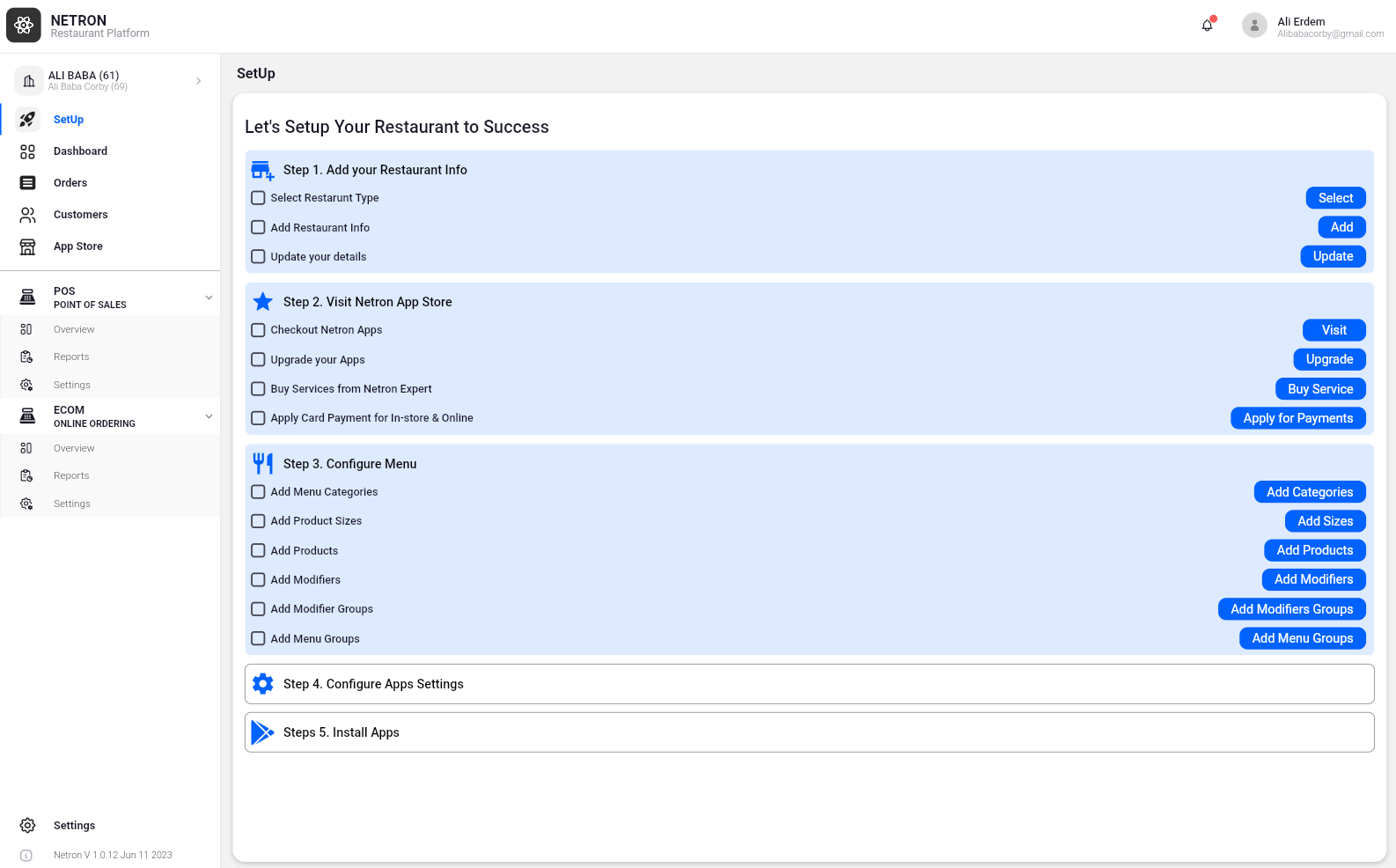 NetronEats Dashboard Setup