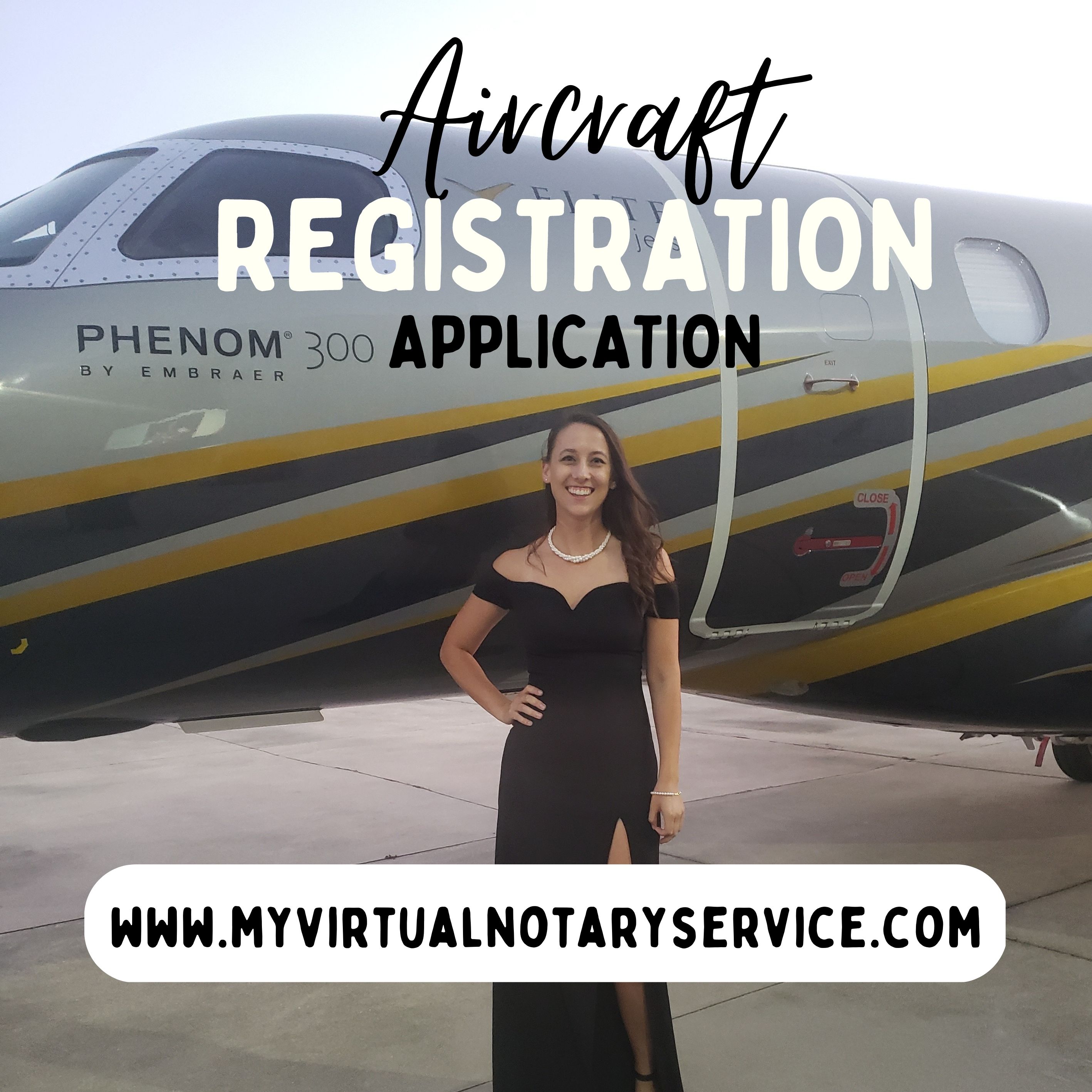 woman in black dress in front of private jet