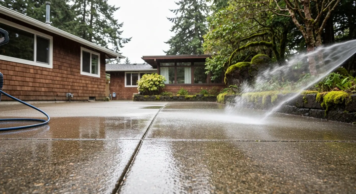 Driveway pressure washing