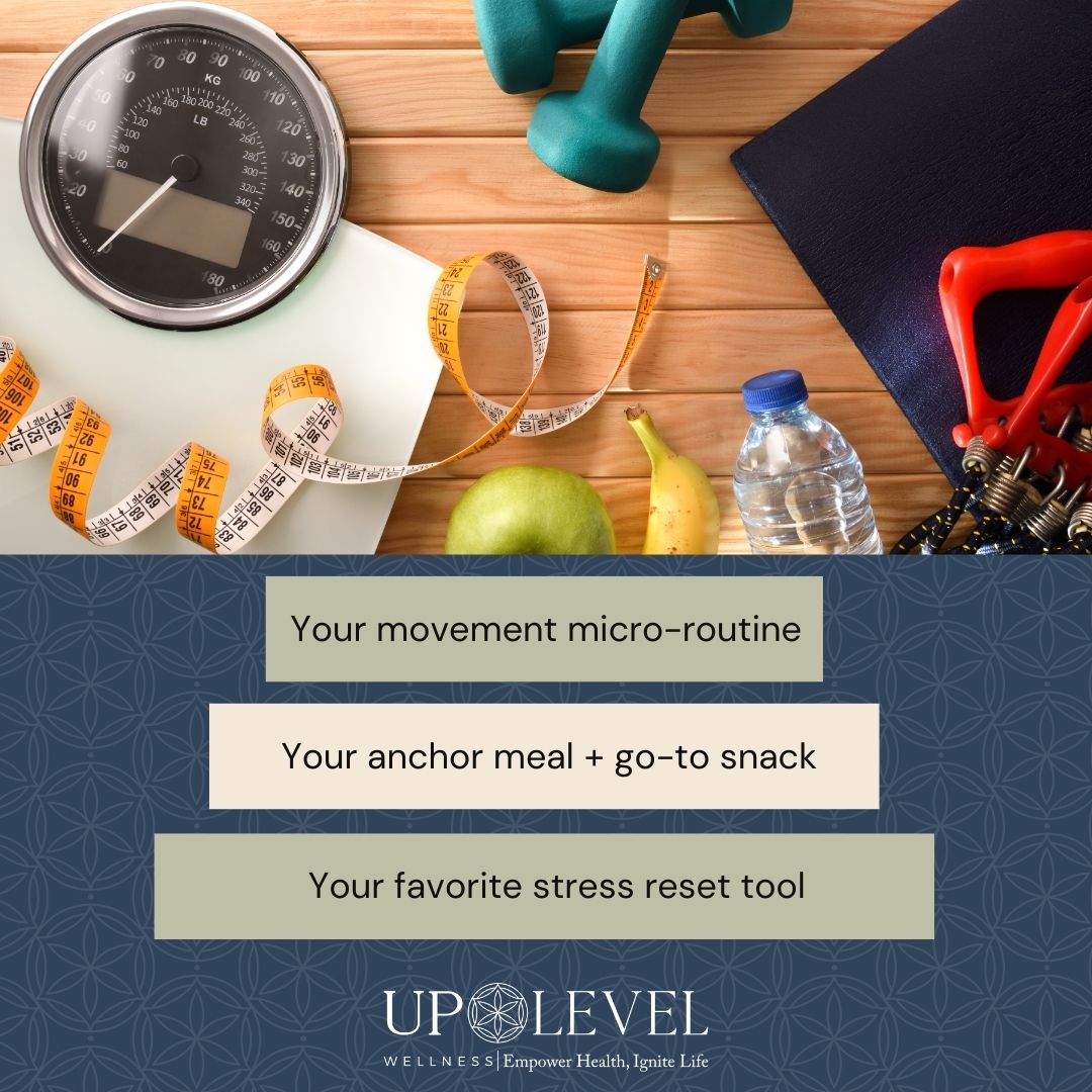 Fitness essentials with dumbbells, resistance bands, and a scale, highlighting movement micro-routines from UpLevel Wellness. Fitness essentials with dumbbells, resistance bands, and a scale, highlighting movement micro-routines from UpLevel Wellness.