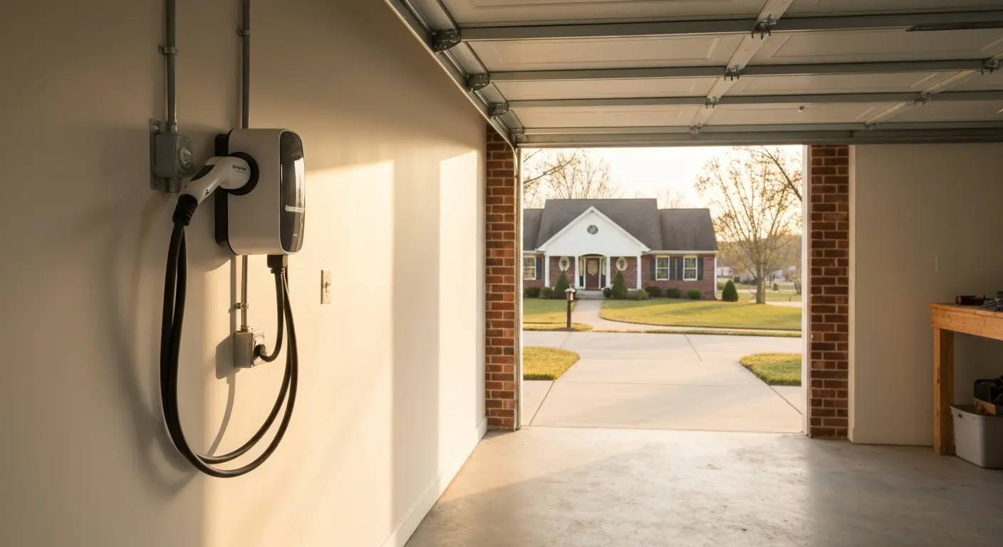 Level 2 EV charger installation in Canton home garage