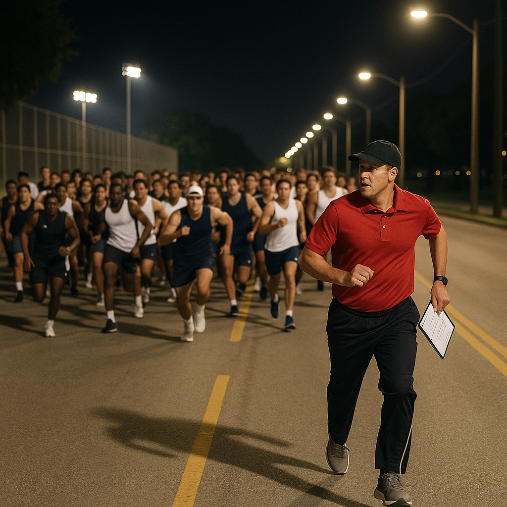 100 athletes running after 1 coach 100 athletes running after 1 coach