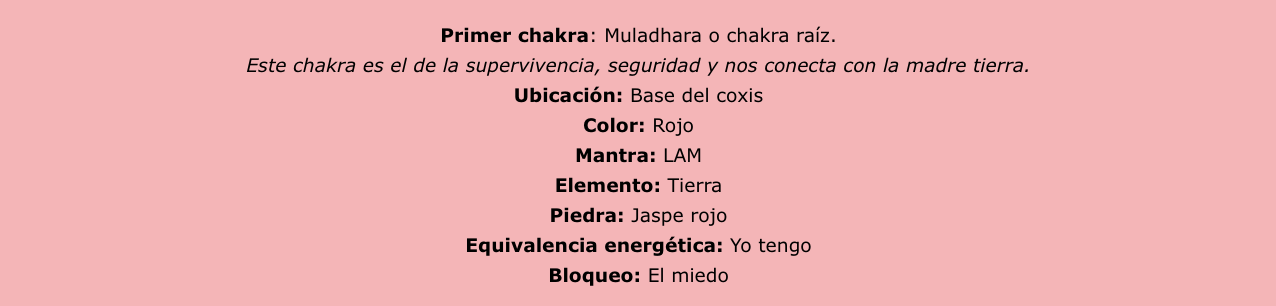 Primer chakra: Muladhara o chakra raíz.